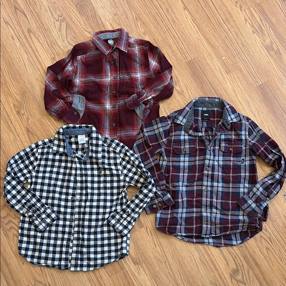 Van's Gymboree Wonder Nation Flannel Shirts Set of 3 Size Small